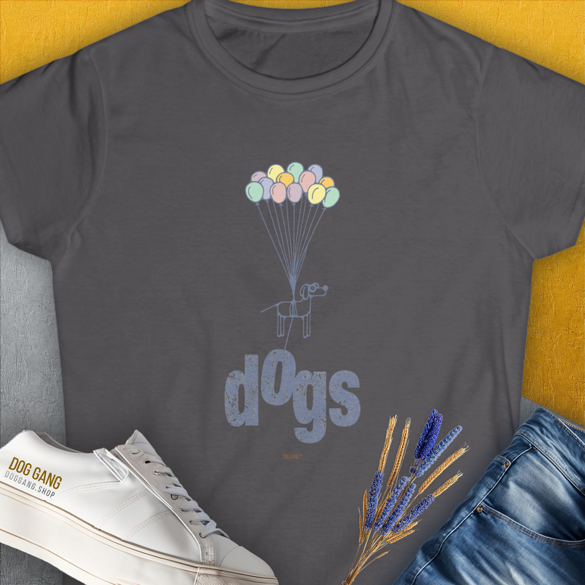 The Dog Gang Minimalistic Series II, Volume 1, Women's T-Shirt-Charcoal. A dog-themed Design from Dog Gang