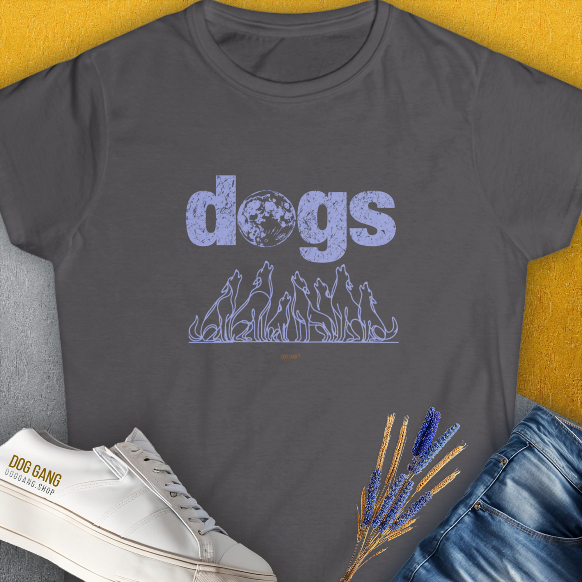 The Dog Gang Minimalistic Series II, Volume 3, Women's T-Shirt-Charcoal. A dog-themed Design from Dog Gang