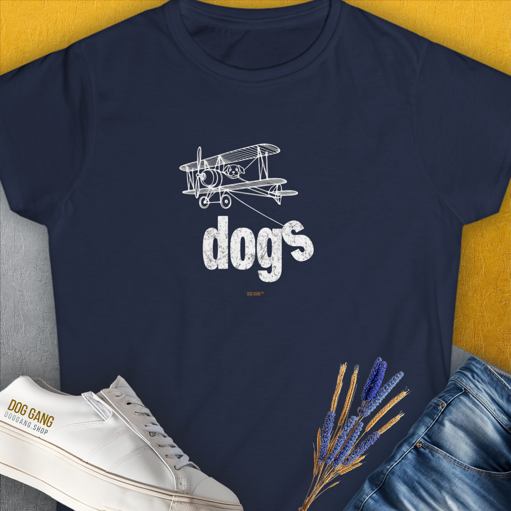 The Dog Gang Minimalistic Series II, Volume 4, Women's T-Shirt-Navy. A dog-themed Design from Dog Gang