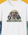 Motorcycle Hunter Club, Volume 2, Unisex T-Shirt-White. A perfect gift for dog lovers and dog owners. Design by Dog Gang