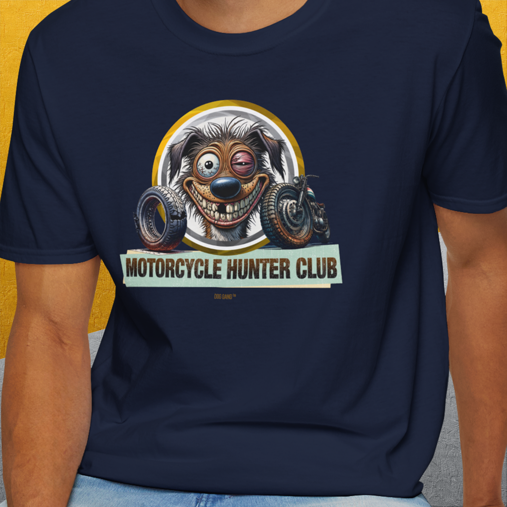 Motorcycle Hunter Club, Volume 2, Unisex T-Shirt-. For dog lovers and dog owners. Design by Dog Gang