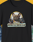 Motorcycle Hunter Club, Volume 3 (French Bulldog), Unisex T-Shirt-Black, Design by Dog Gang