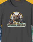 Motorcycle Hunter Club, Volume 3 (French Bulldog), Unisex T-Shirt-Dark Heather, Design by Dog Gang