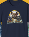 Motorcycle Hunter Club, Volume 3 (French Bulldog), Unisex T-Shirt-Navy, Design by Dog Gang