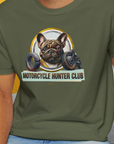 Motorcycle Hunter Club, Volume 3 (French Bulldog), Unisex T-Shirt-. For dog lovers and dog owners. Design by Dog Gang