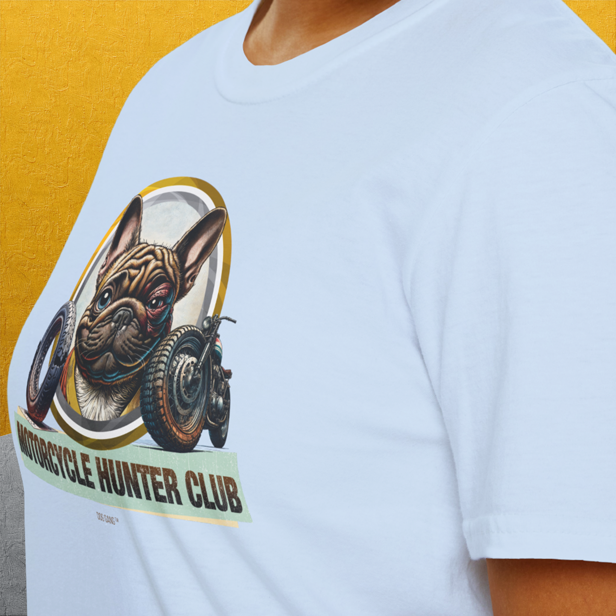 Motorcycle Hunter Club, Volume 3 (French Bulldog), Unisex T-Shirt-, Design by Dog Gang