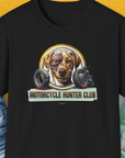 Motorcycle Hunter Club, Volume 4 (Labrador), Unisex T-Shirt-Black, Design by Dog Gang