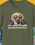 Motorcycle Hunter Club, Volume 4 (Labrador), Unisex T-Shirt-Military Green, Design by Dog Gang
