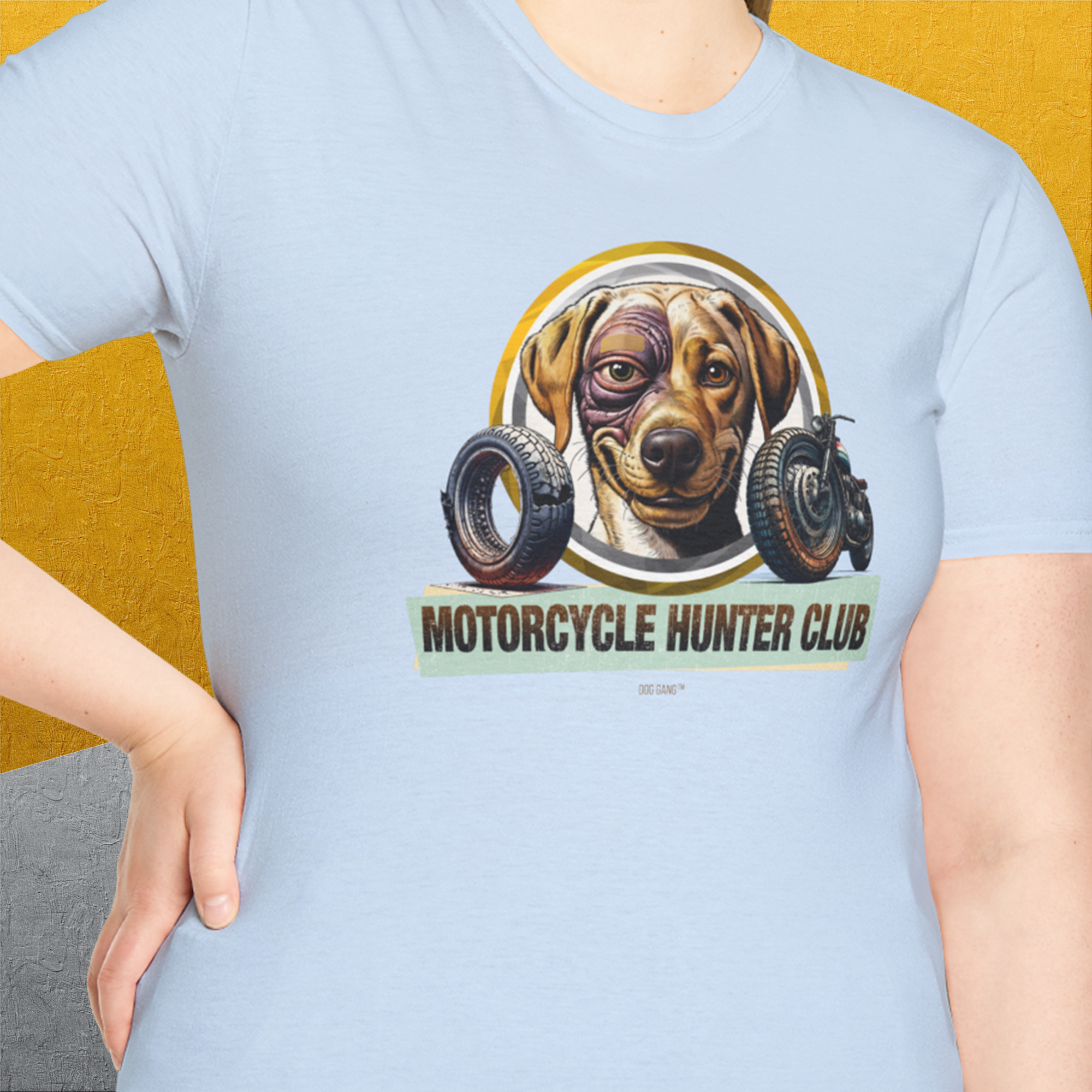 Motorcycle Hunter Club, Volume 4 (Labrador), Unisex T-Shirt-, Design by Dog Gang