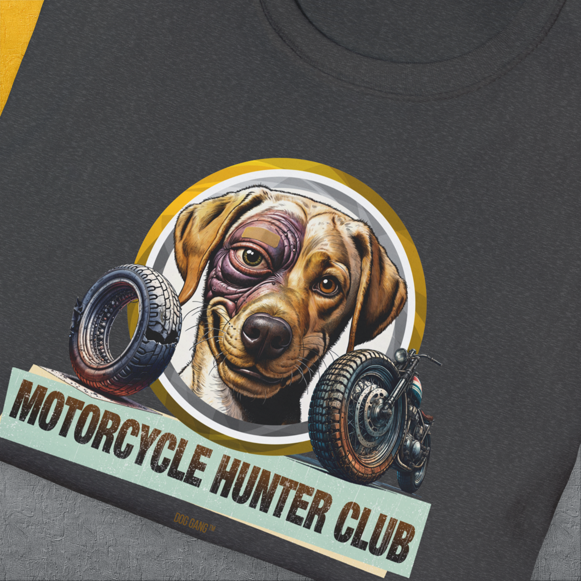 Motorcycle Hunter Club, Volume 4 (Labrador), Unisex T-Shirt-. A dog-themed Design from Dog Gang