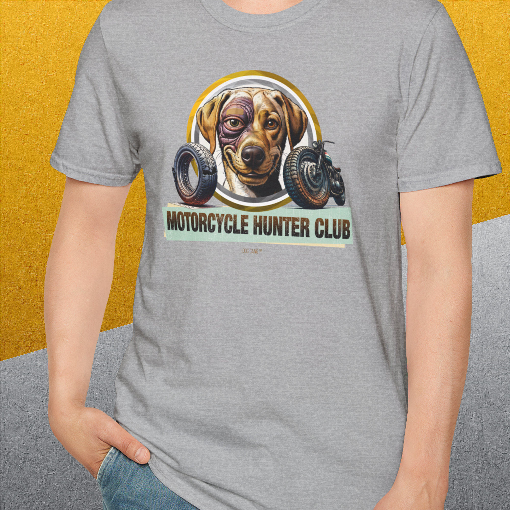 Motorcycle Hunter Club, Volume 4 (Labrador), Unisex T-Shirt-, Design by Dog Gang