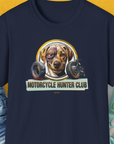 Motorcycle Hunter Club, Volume 4 (Labrador), Unisex T-Shirt-Navy, Design by Dog Gang