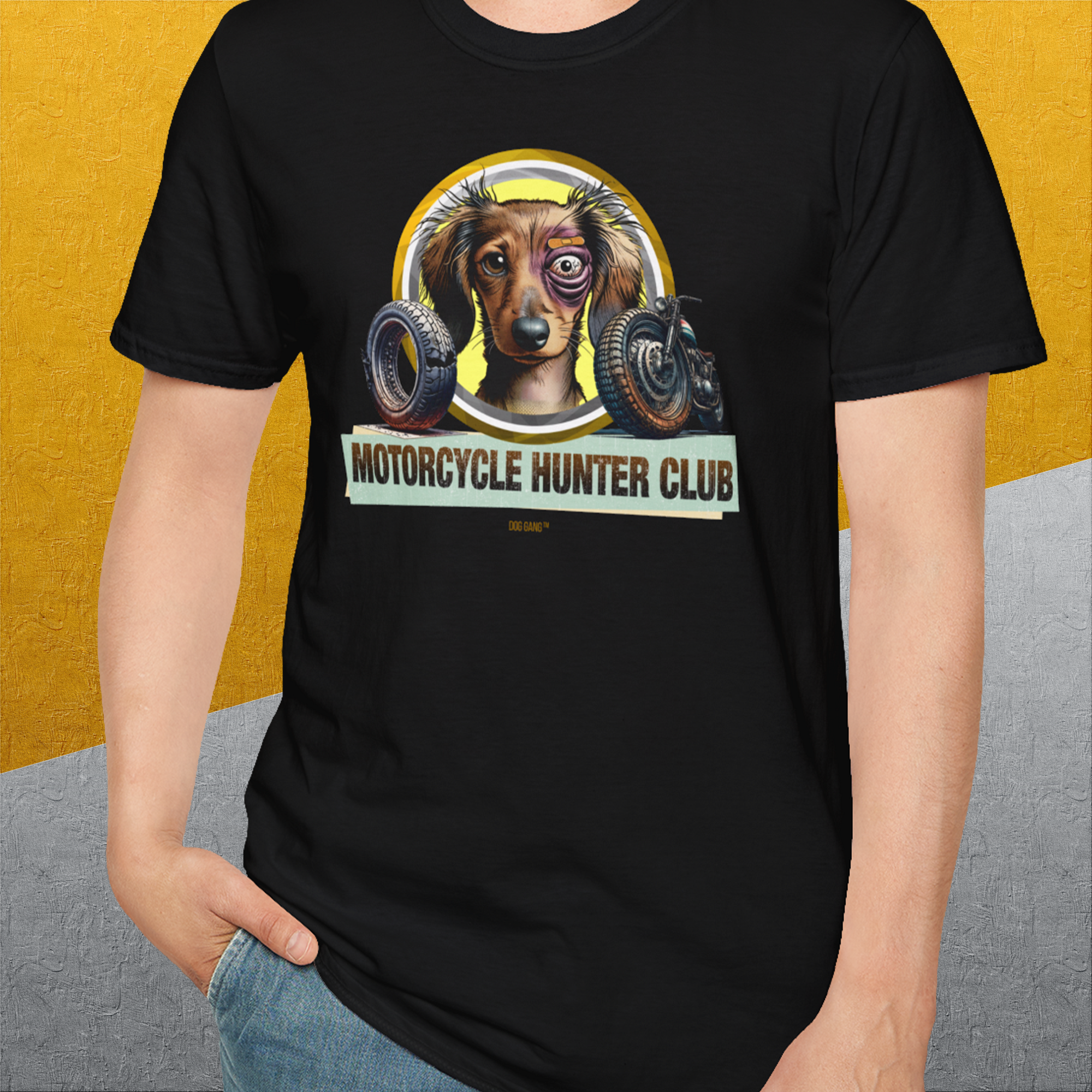 Motorcycle Hunter Club, Volume 5 (Dackel / Dachshund), Unisex T-Shirt-, Design by Dog Gang