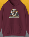 Motorcycle Hunter Club, Volume 1, Unisex Hoodie-Maroon, Design by Dog Gang