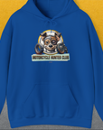 Motorcycle Hunter Club, Volume 1, Unisex Hoodie-Royal, Design by Dog Gang
