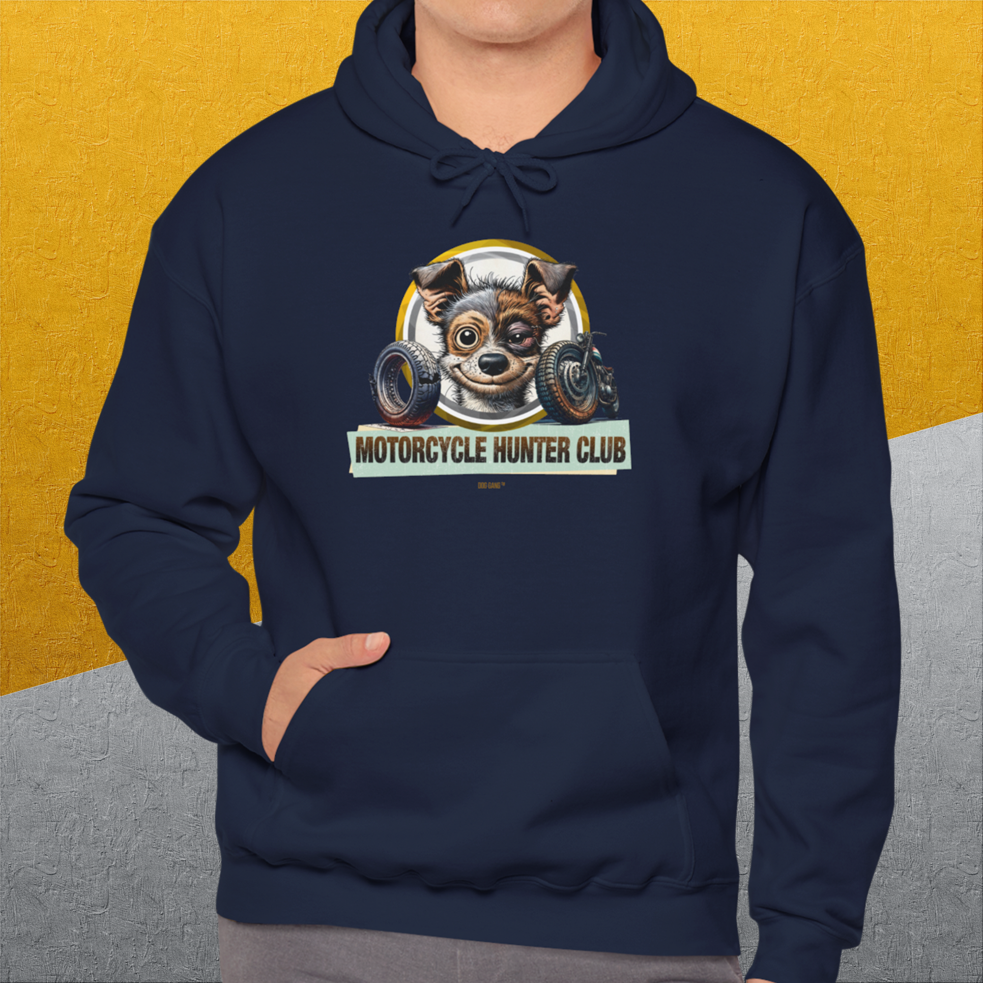 Motorcycle Hunter Club, Volume 1, Unisex Hoodie-. For dog lovers and dog owners. Design by Dog Gang