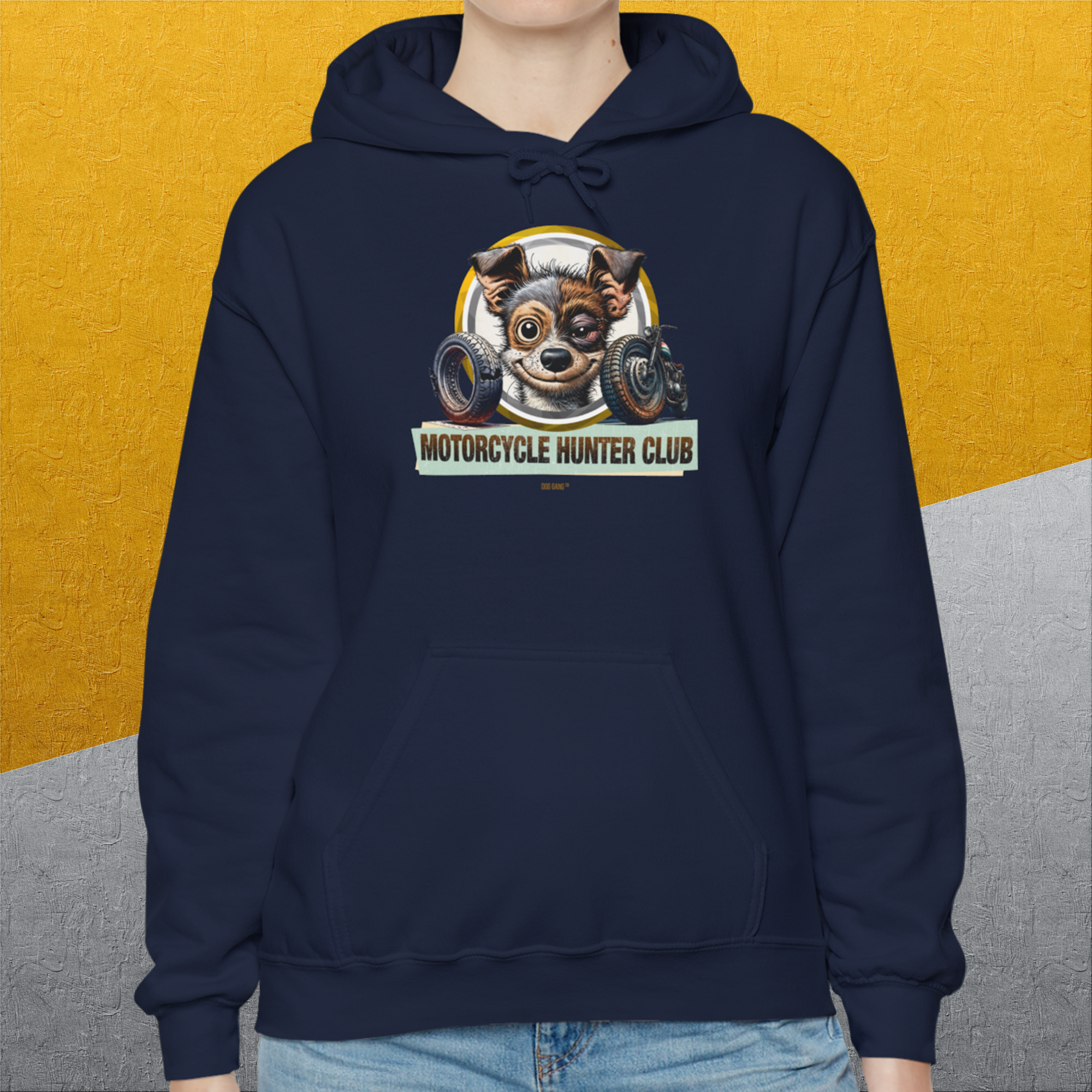 Motorcycle Hunter Club, Volume 1, Unisex Hoodie-, a fun and stylish design for dog lovers from Dog Gang