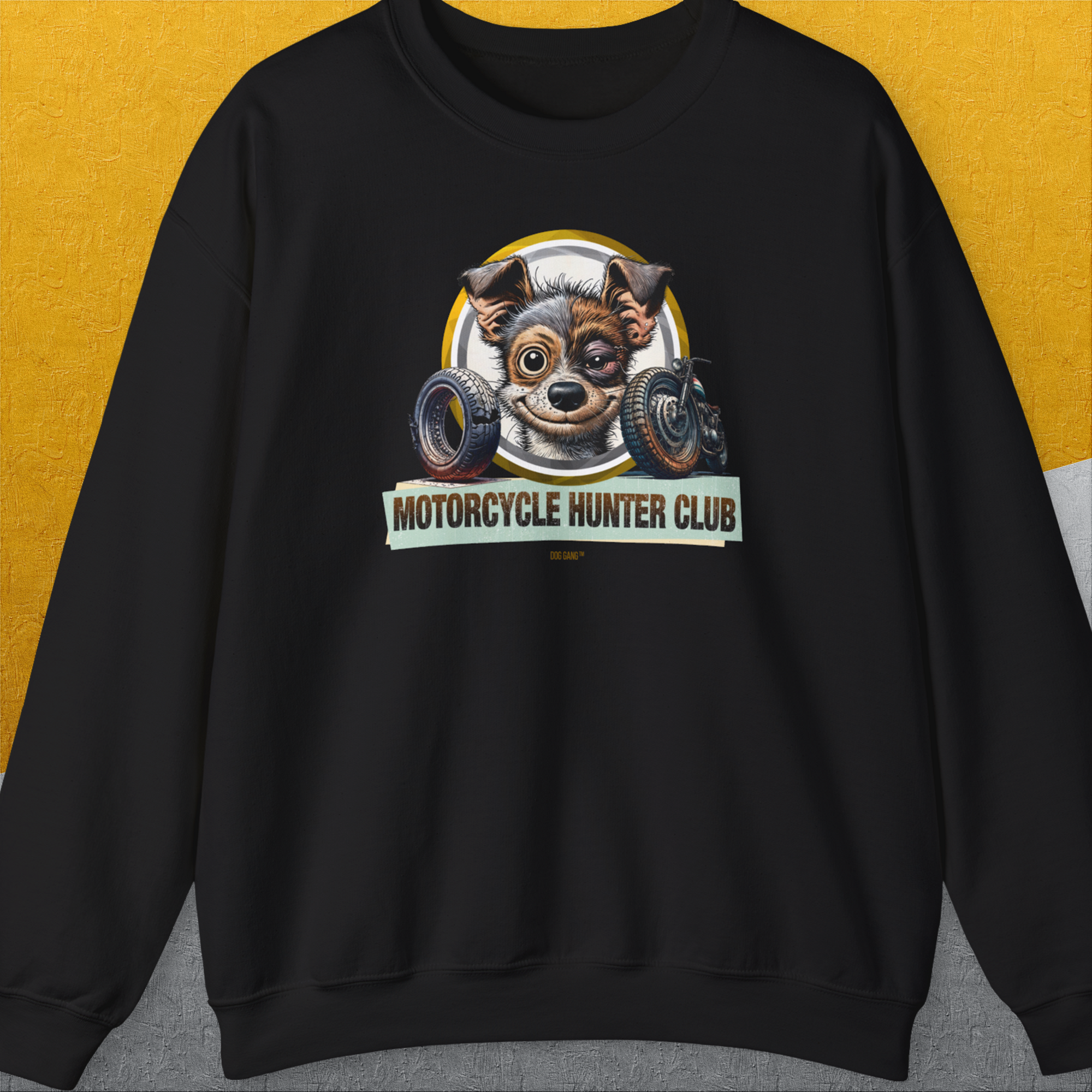 Motorcycle Hunter Club, Volume 1, Unisex Sweatshirt-Black, Design by Dog Gang