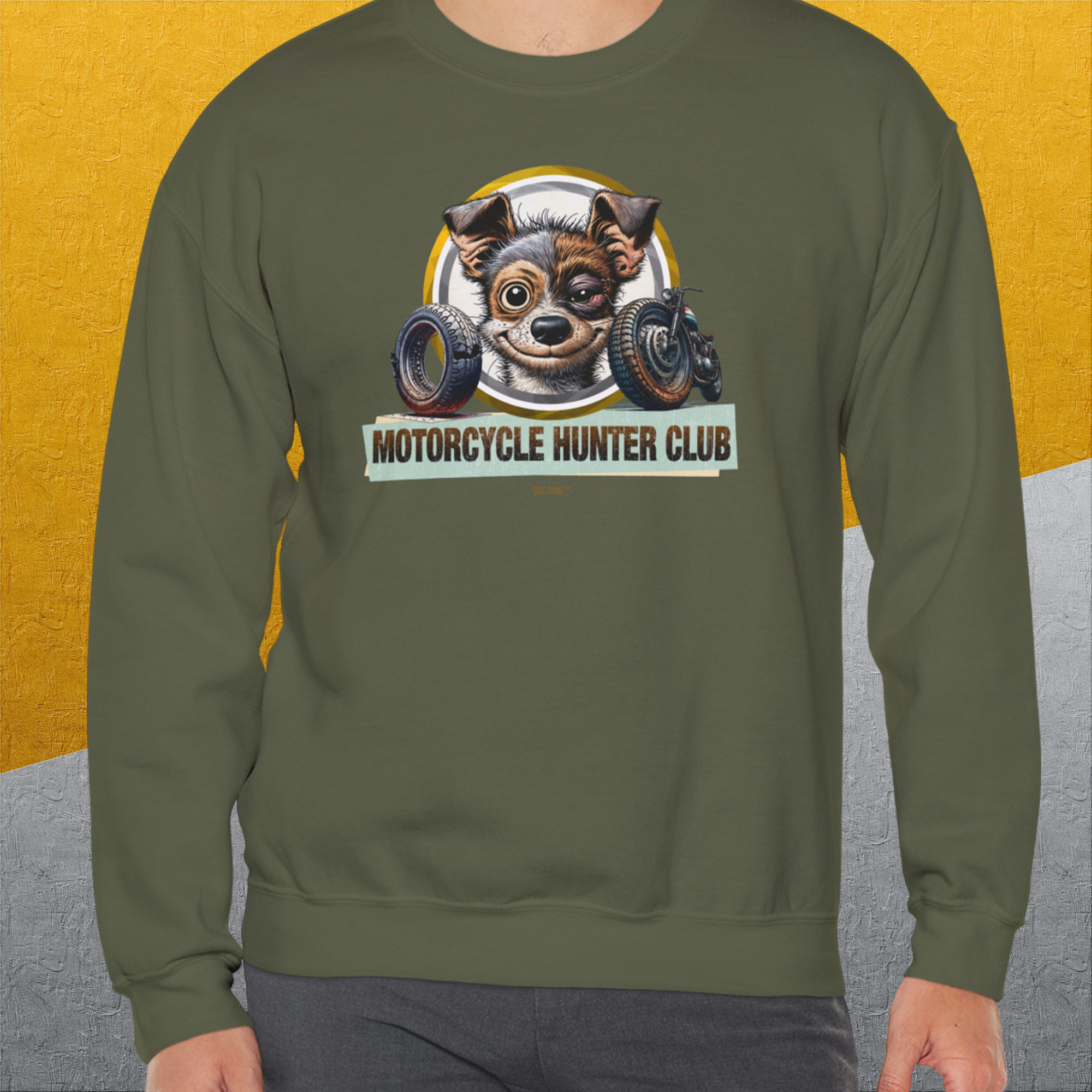 Motorcycle Hunter Club, Volume 1, Unisex Sweatshirt-. For dog lovers. Design by Dog Gang