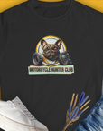 Motorcycle Hunter Club, Volume 3 (French Bulldog), Women's T-Shirt-Black. A perfect gift for dog lovers and dog owners. Design by Dog Gang