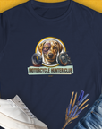 Motorcycle Hunter Club, Volume 4 (Labrador), Women's T-Shirt-Navy, a cool and stylish design with a funny saying from Dog Gang