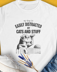 My Dog Is Easily Distracted By - Volume 2: Cats And Stuff, Women's T-Shirt-White. For dog lovers and dog owners. Design by Dog Gang