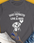 My Dog Is Easily Distracted By - Volume 3: Love And Hugs, Women's T-Shirt-Charcoal. A dog-themed Design from Dog Gang