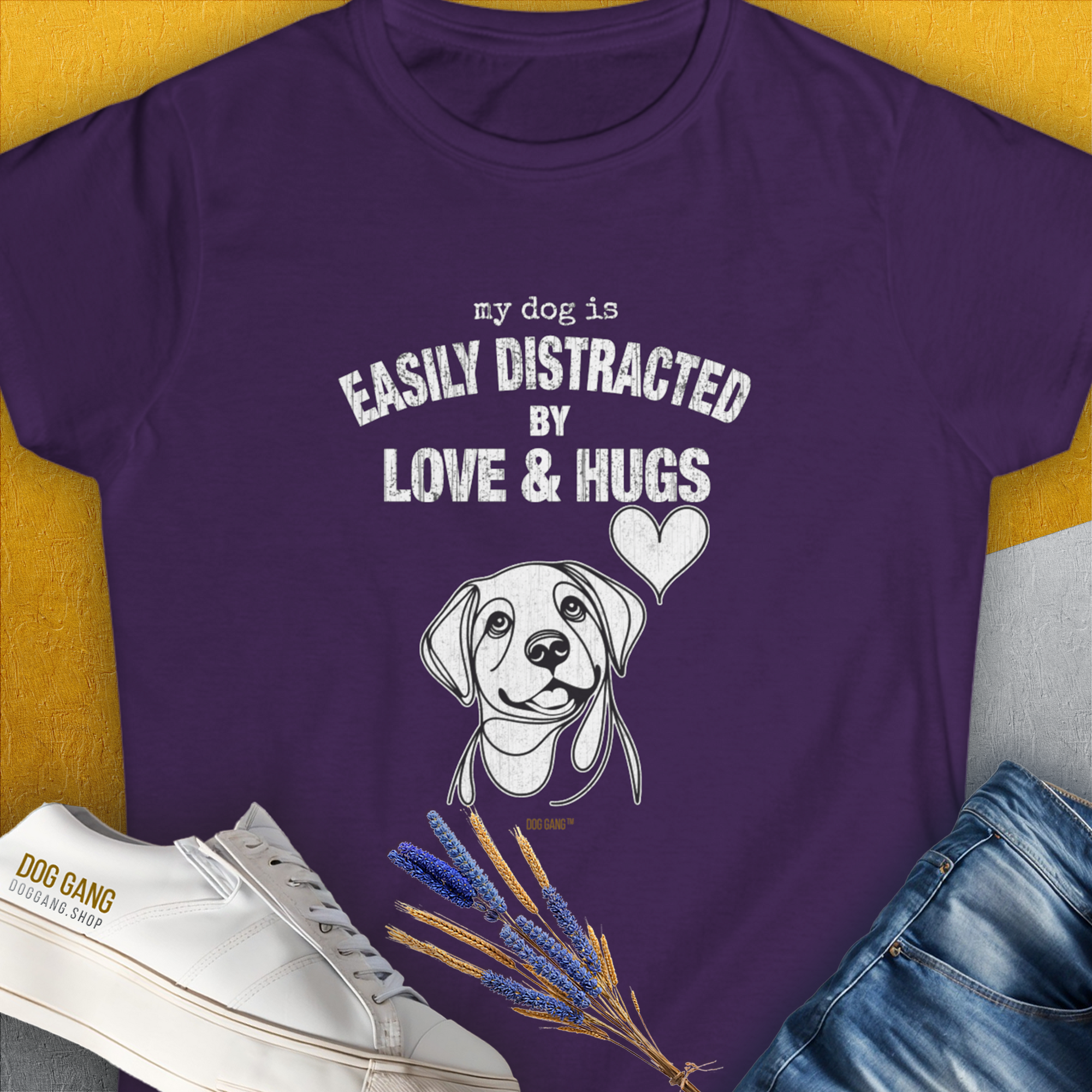 My Dog Is Easily Distracted By - Volume 3: Love And Hugs, Women's T-Shirt-Purple, a cool and stylish design with a funny saying from Dog Gang
