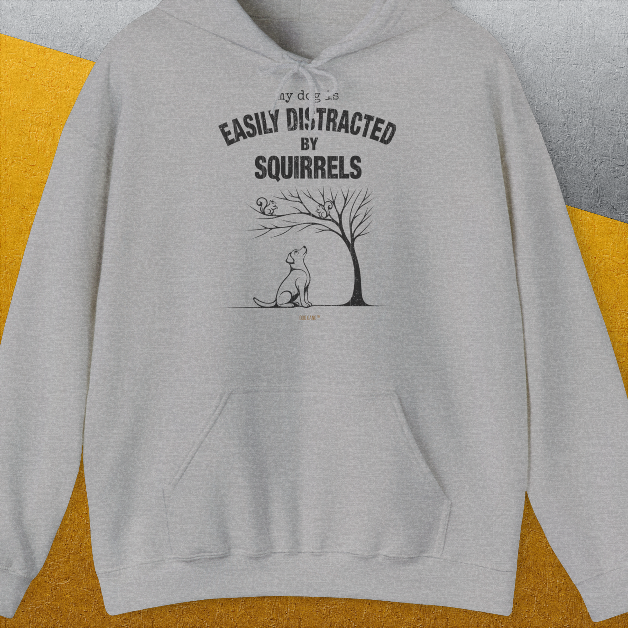 My Dog Is Easily Distracted By - Volume 1: Squirrels, Unisex Hoodie-Sport Grey, Design by Dog Gang
