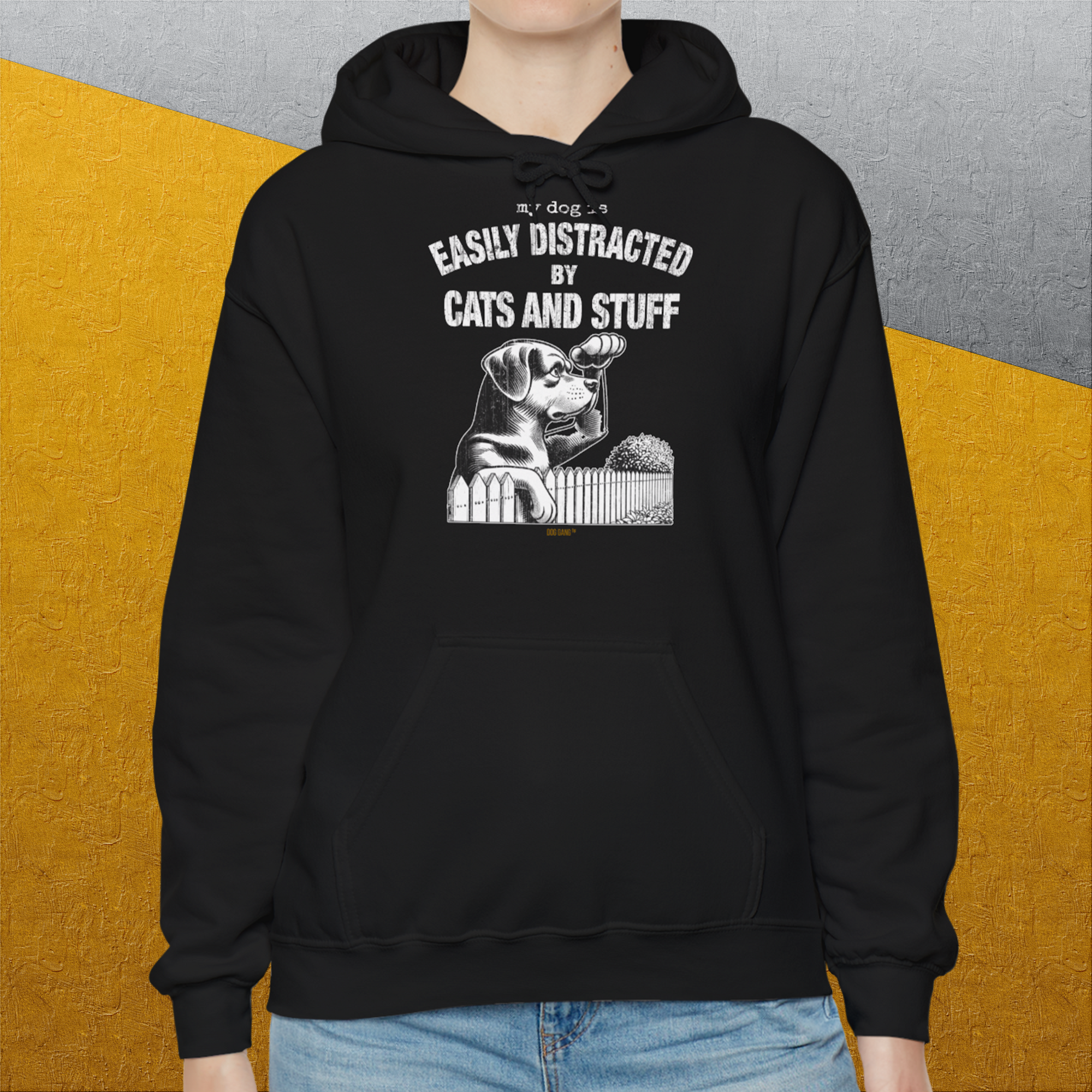 My Dog Is Easily Distracted By - Volume 2: Cats And Stuff, Unisex Hoodie-. For dog lovers and dog owners. Design by Dog Gang