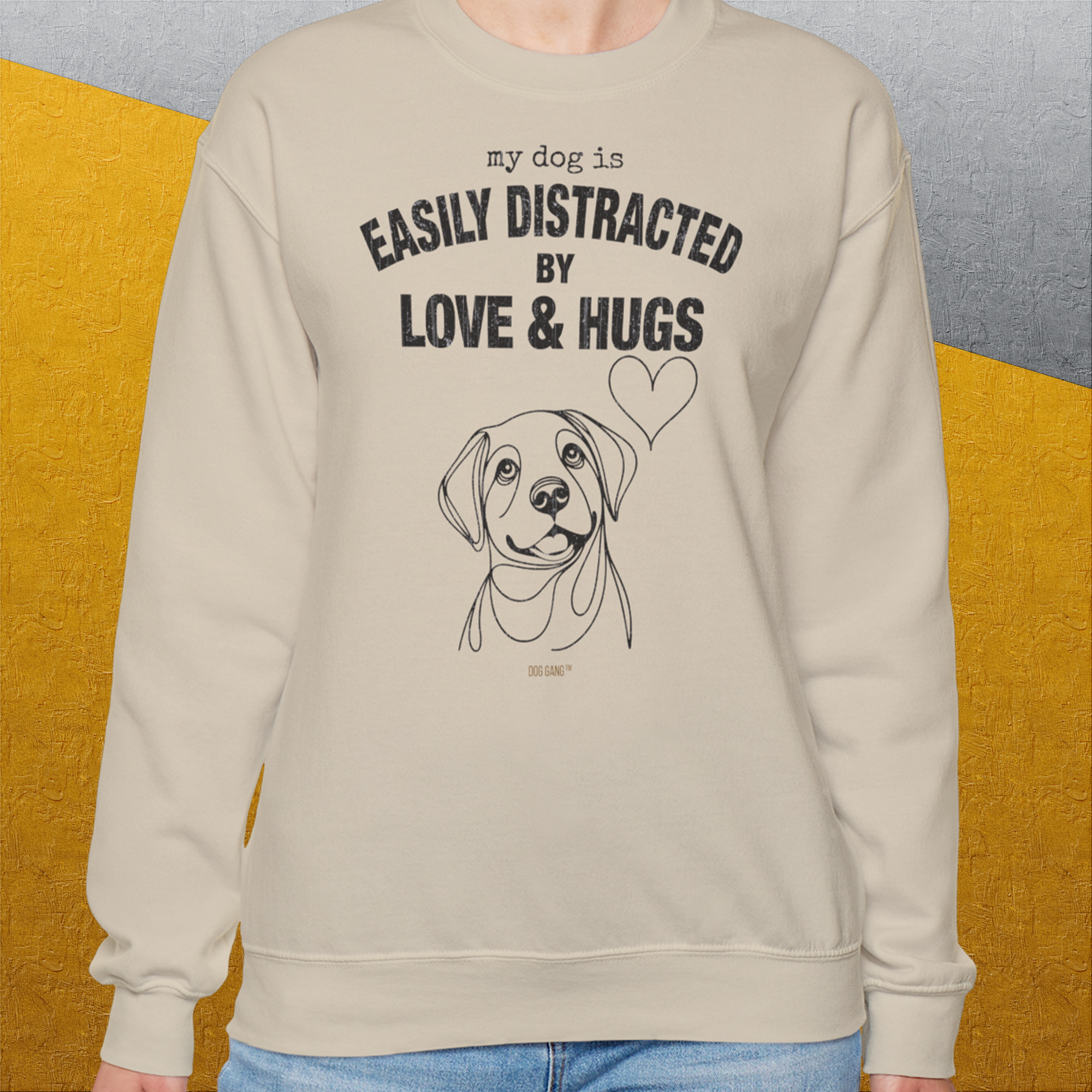 My Dog Is Easily Distracted By - Volume 3: Love And Hugs, Unisex Sweatshirt-, a fun and stylish sweatshirt design for dog lovers from Dog Gang