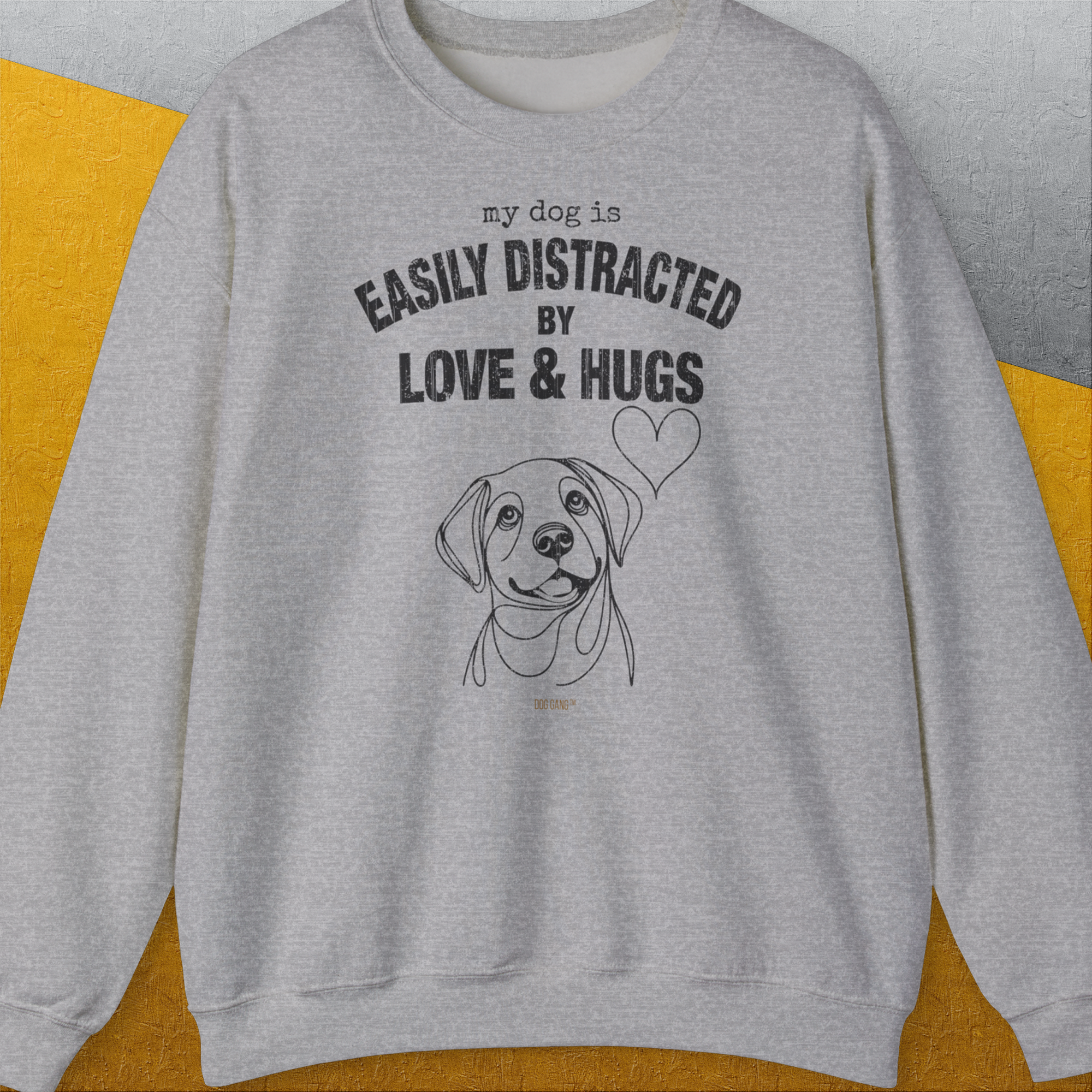 My Dog Is Easily Distracted By - Volume 3: Love And Hugs, Unisex Sweatshirt-Sport Grey, Design by Dog Gang