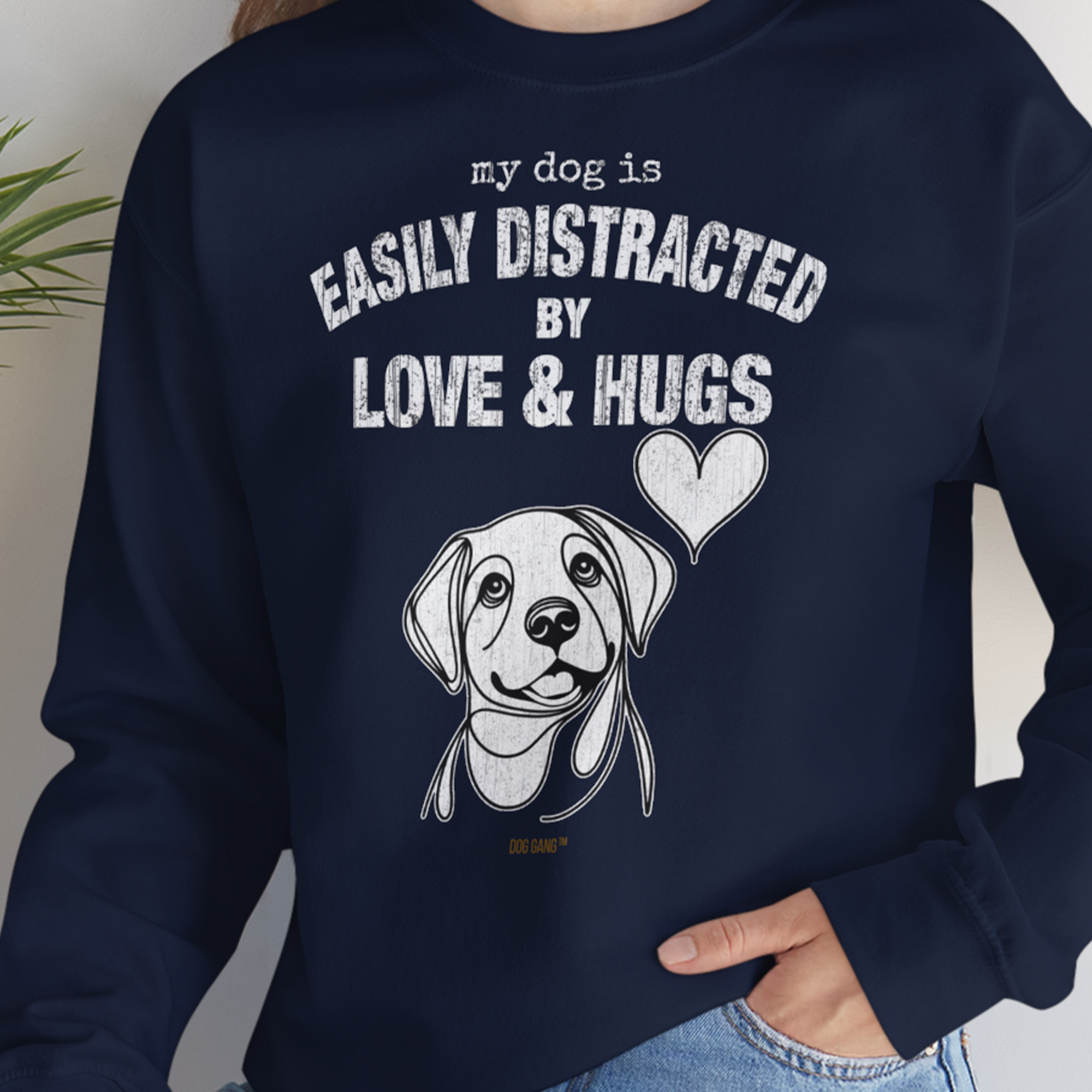 My Dog Is Easily Distracted By - Volume 3: Love And Hugs, Unisex Sweatshirt-. A perfect gift for dog lovers and dog owners. Design by Dog Gang