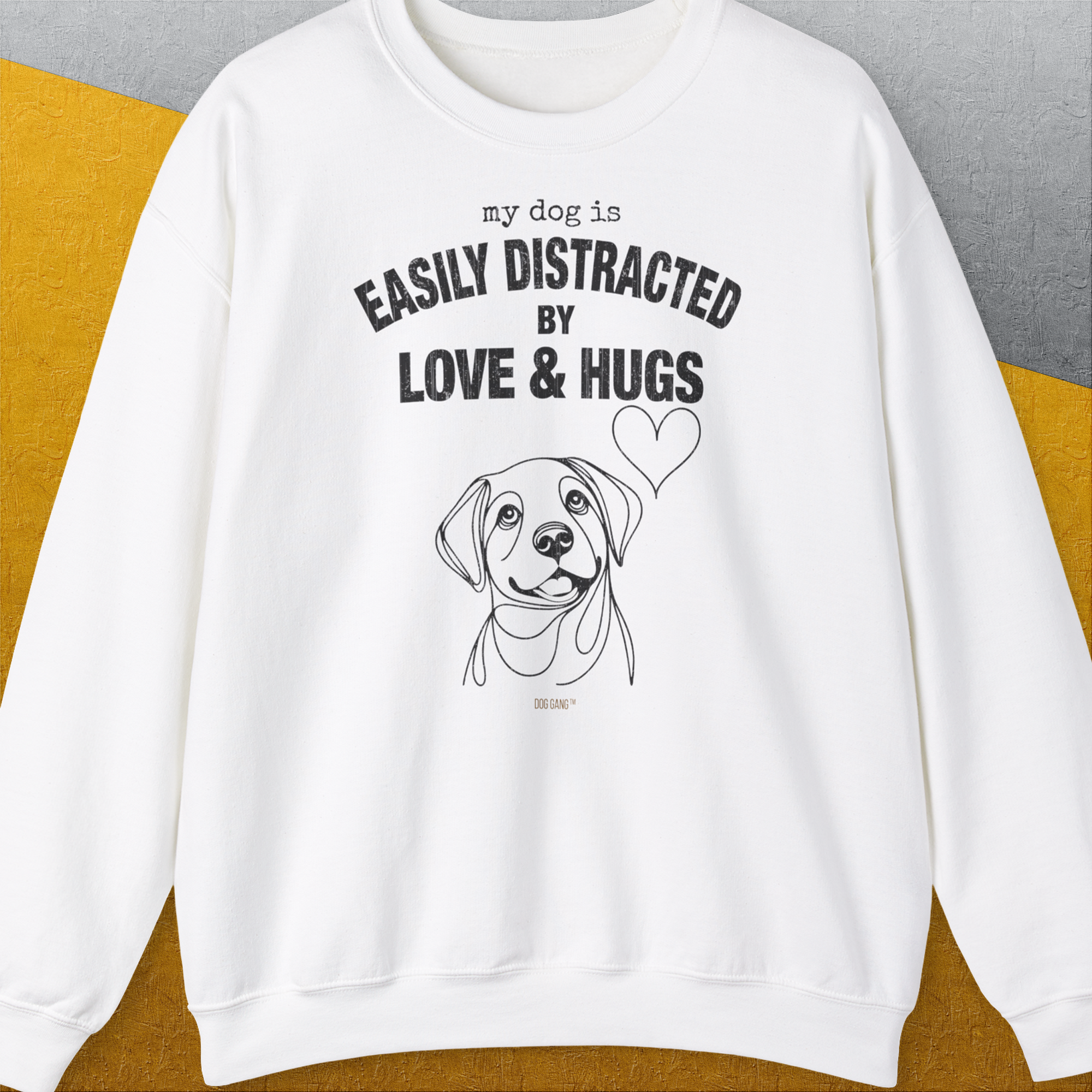 My Dog Is Easily Distracted By - Volume 3: Love And Hugs, Unisex Sweatshirt-White, Design by Dog Gang