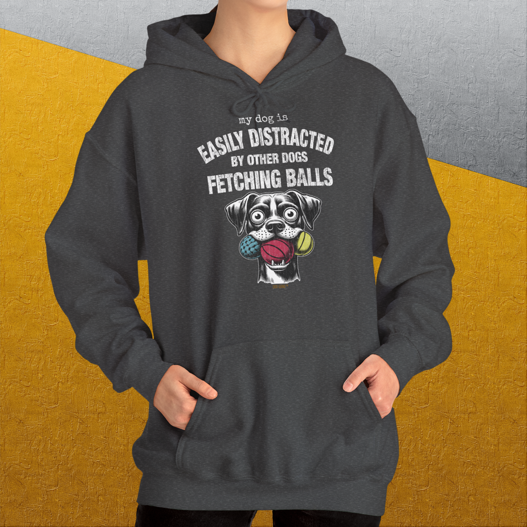 My Dog Is Easily Distracted By - Volume 4: Other Dogs Fetching Balls, Unisex Hoodie-, Design by Dog Gang