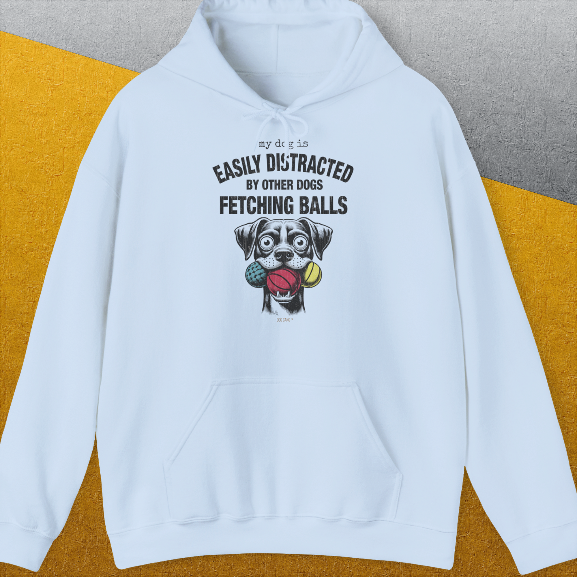 My Dog Is Easily Distracted By - Volume 4: Other Dogs Fetching Balls, Unisex Hoodie-Light Blue, Design by Dog Gang