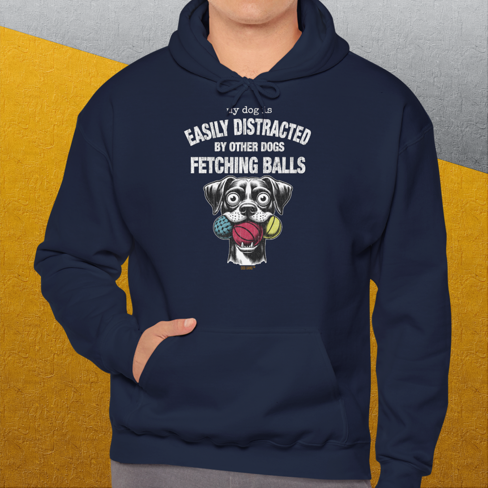 My Dog Is Easily Distracted By - Volume 4: Other Dogs Fetching Balls, Unisex Hoodie-, a cool and stylish design with a funny saying from Dog Gang