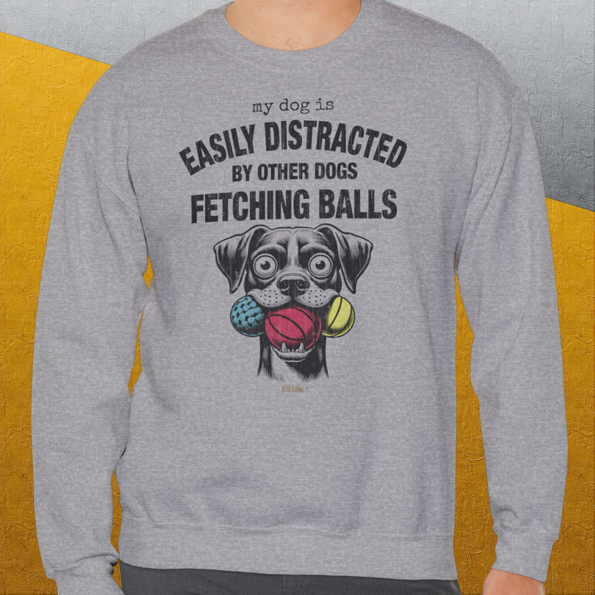 My Dog Is Easily Distracted By - Volume 4: Other Dogs Fetching Balls, Unisex Sweatshirt-. For dog lovers. Design by Dog Gang