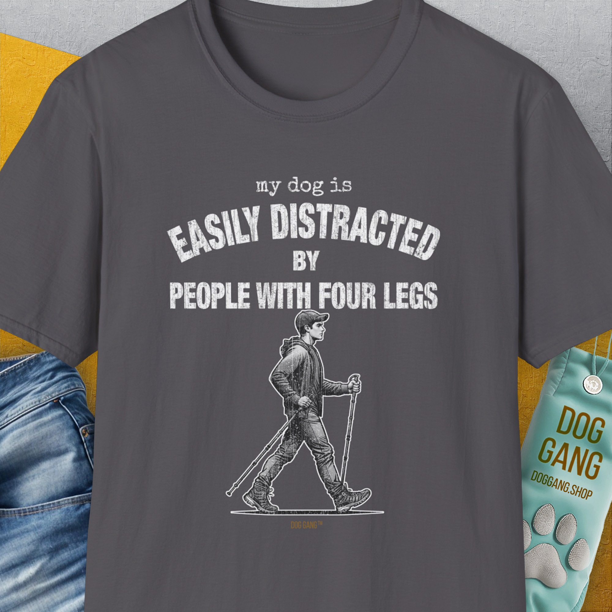My Dog Is Easily Distracted By - Volume 5: People With Four Legs, Unisex T-Shirt-Charcoal, Design by Dog Gang