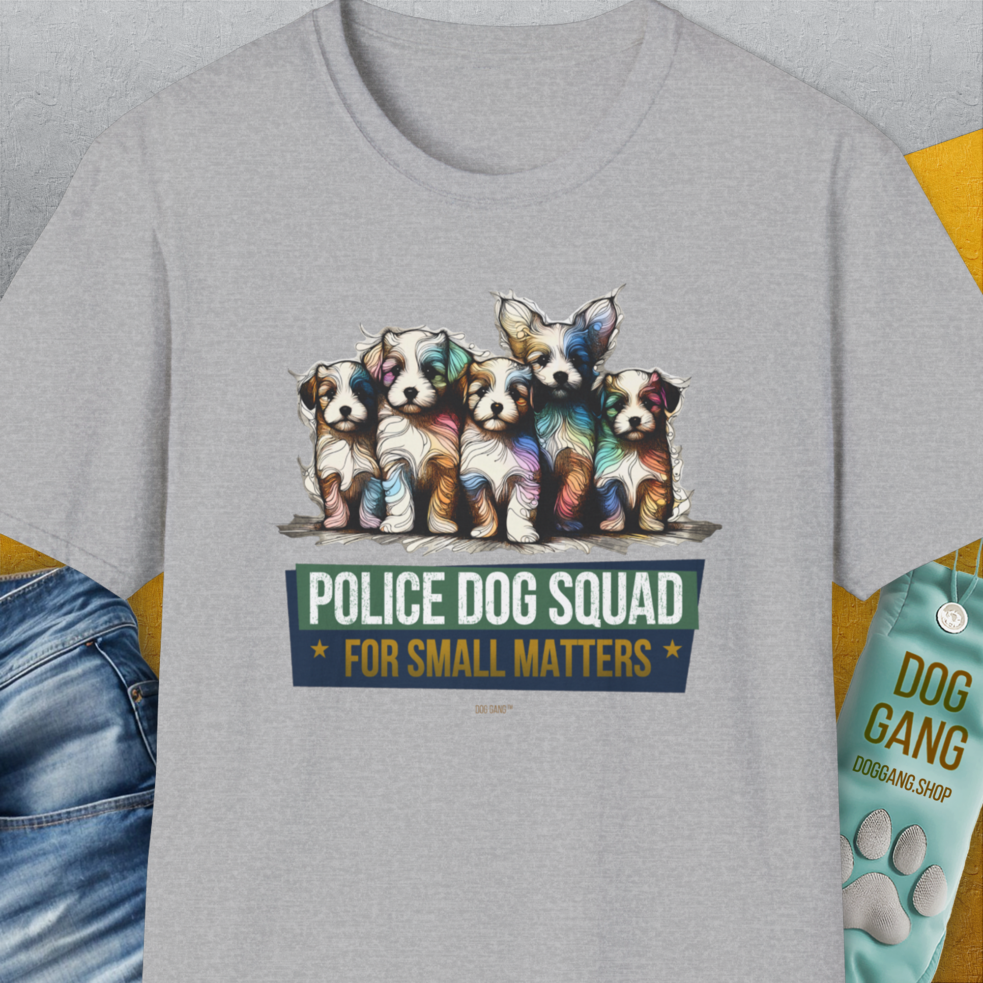 Police Dog Squad For Small Matters, Volume 1, Unisex T-Shirt-Sport Grey, Design by Dog Gang