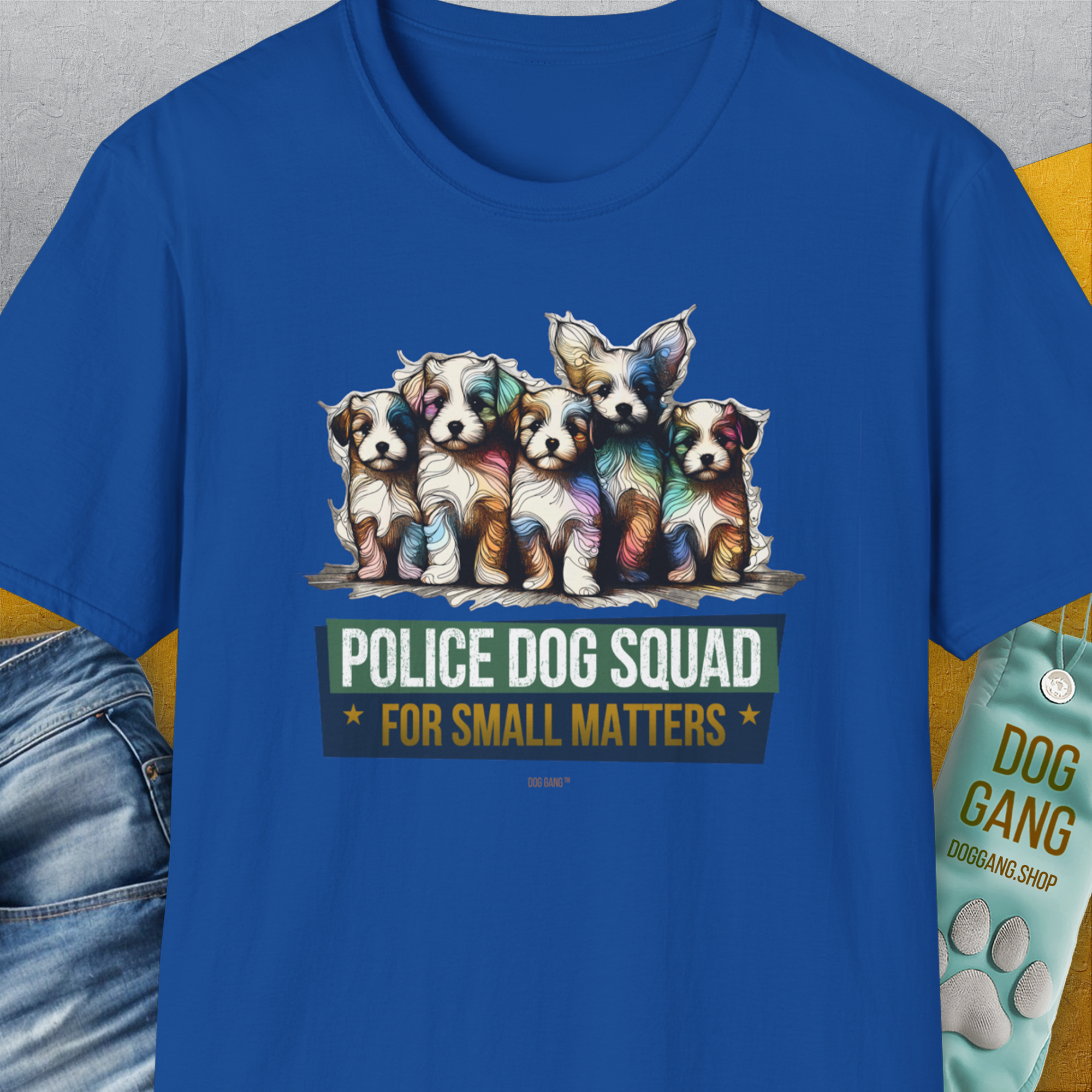 Police Dog Squad For Small Matters, Volume 1, Unisex T-Shirt-Royal, Design by Dog Gang