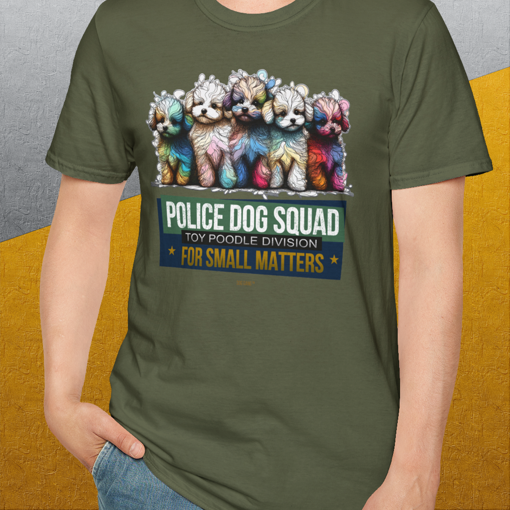 Police Dog Squad For Small Matters (Toy Poodle Division), Volume 2, Unisex T-Shirt-, Design by Dog Gang