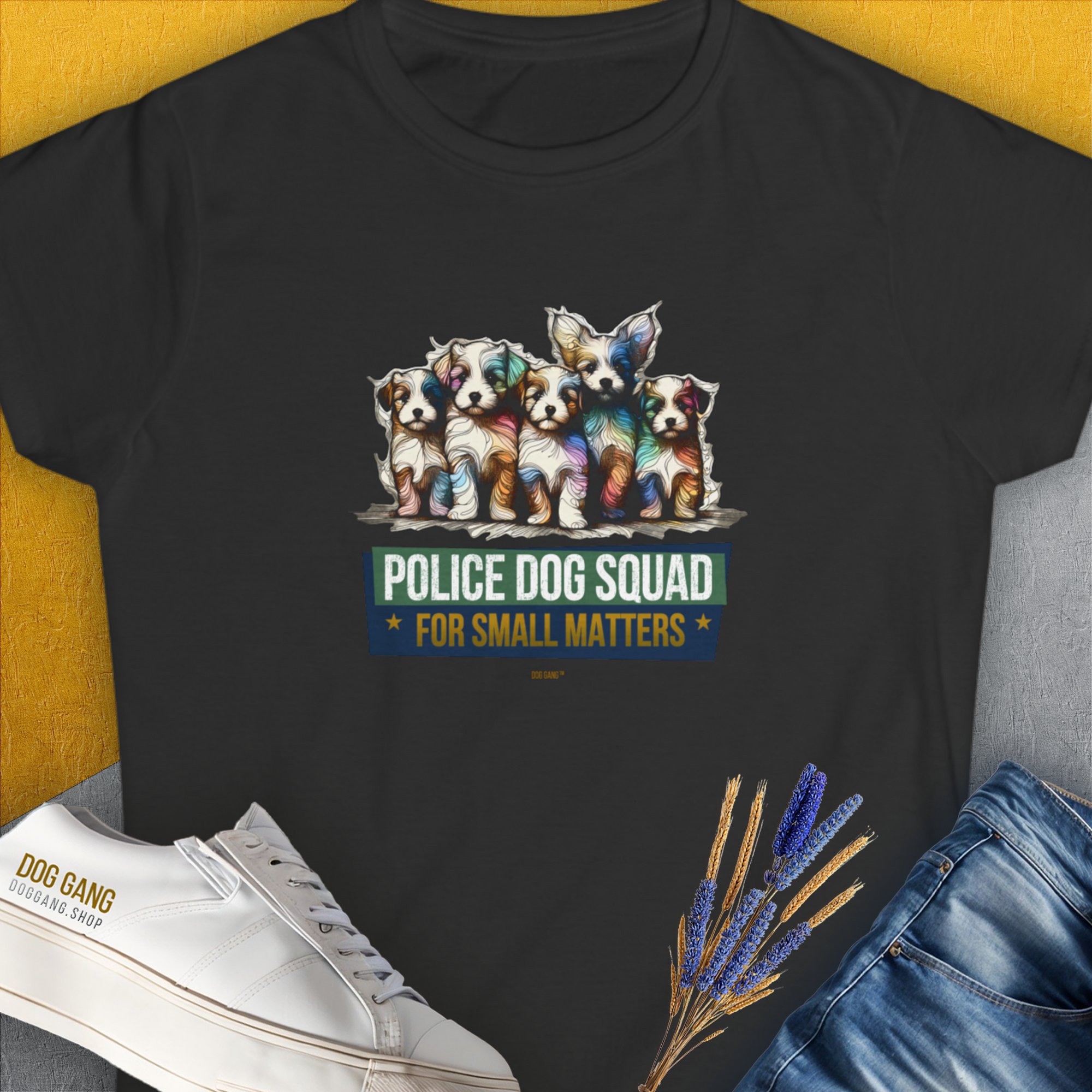 Police Dog Squad For Small Matters, Volume 1, Women's T-Shirt-Black. A perfect gift for dog lovers and dog owners. Design by Dog Gang