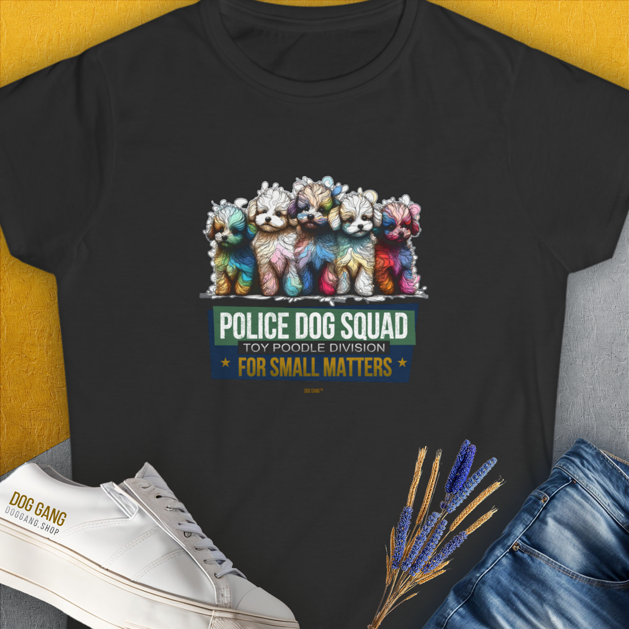 Police Dog Squad For Small Matters (Toy Poodle Division), Volume 2, Women's T-Shirt-Black. A perfect gift for dog lovers and dog owners. Design by Dog Gang