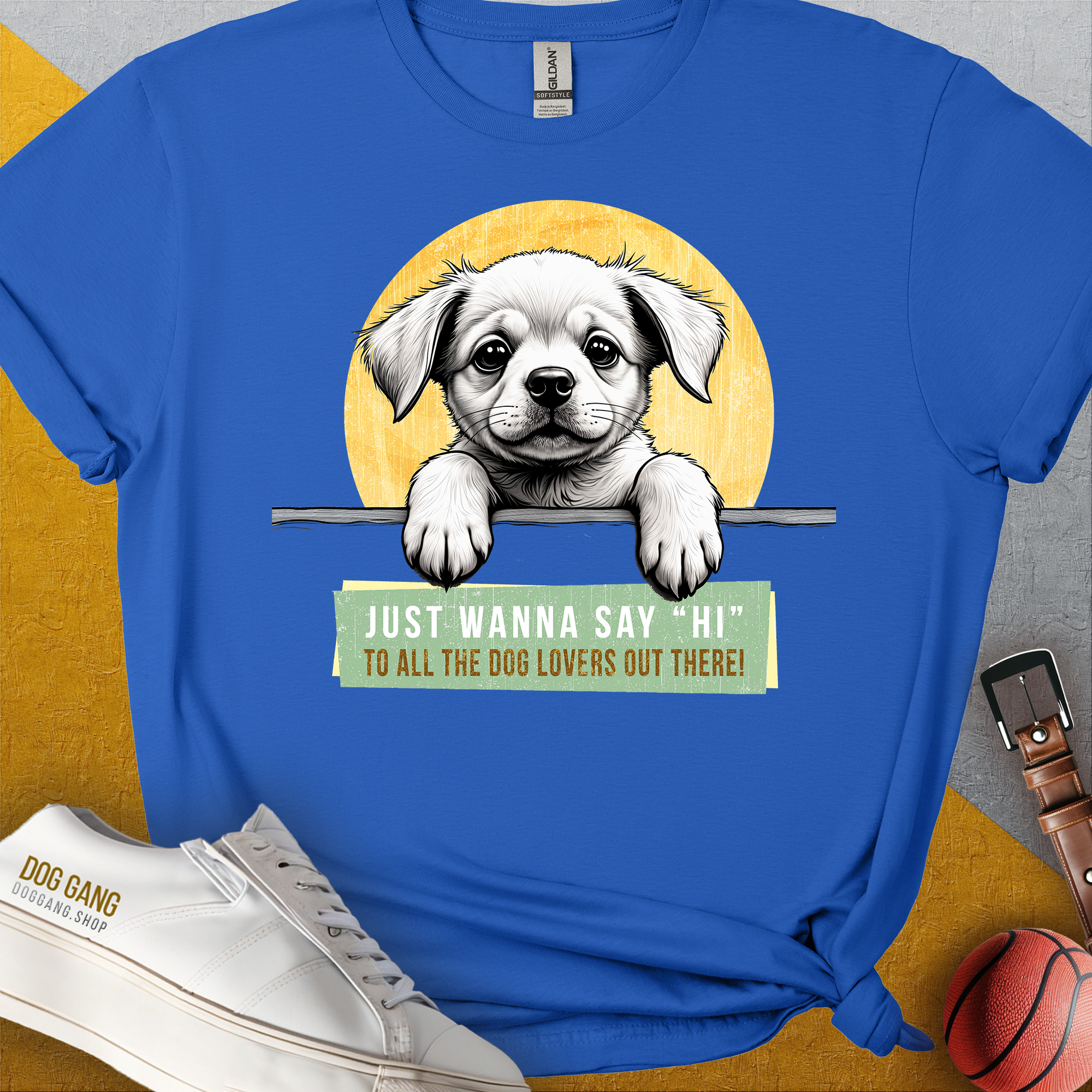 "Say Hi" Series, Volume 1, Unisex T-Shirt-Royal-witziges Shirt mit lustigem Spruch für Hundefreund, Design by Dog Gang