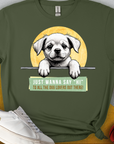"Say Hi" Series, Volume 1, Unisex T-Shirt-Military Green-bequemes Shirt mit lustigem Spruch für Hundebesitzer, Design by Dog Gang