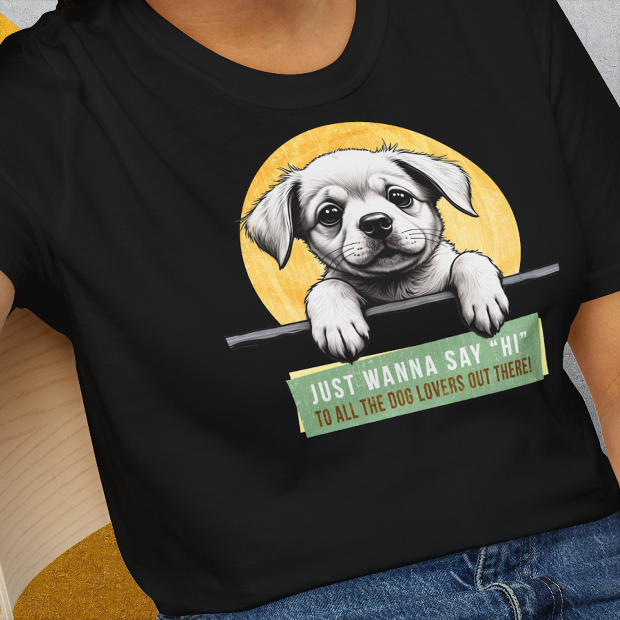 "Say Hi" Series, Volume 1, Unisex T-Shirt-lustiges Shirt für Hundeliebhaber, Design by Dog Gang