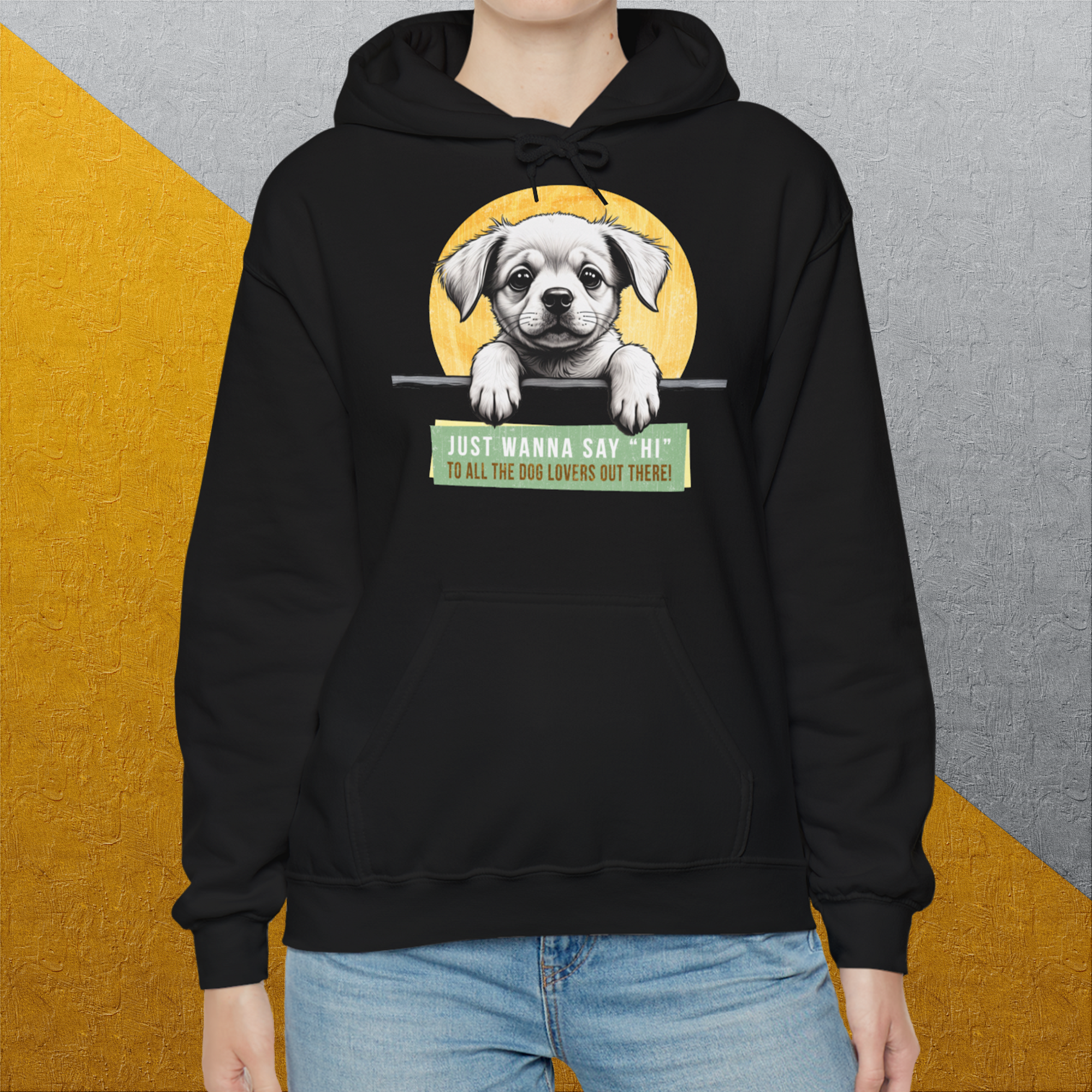 "Say Hi" Series, Volume 1, Unisex Hoodie-lustiger Spruch auf bequemen Shirt für Hundeliebhaber, Design by Dog Gang