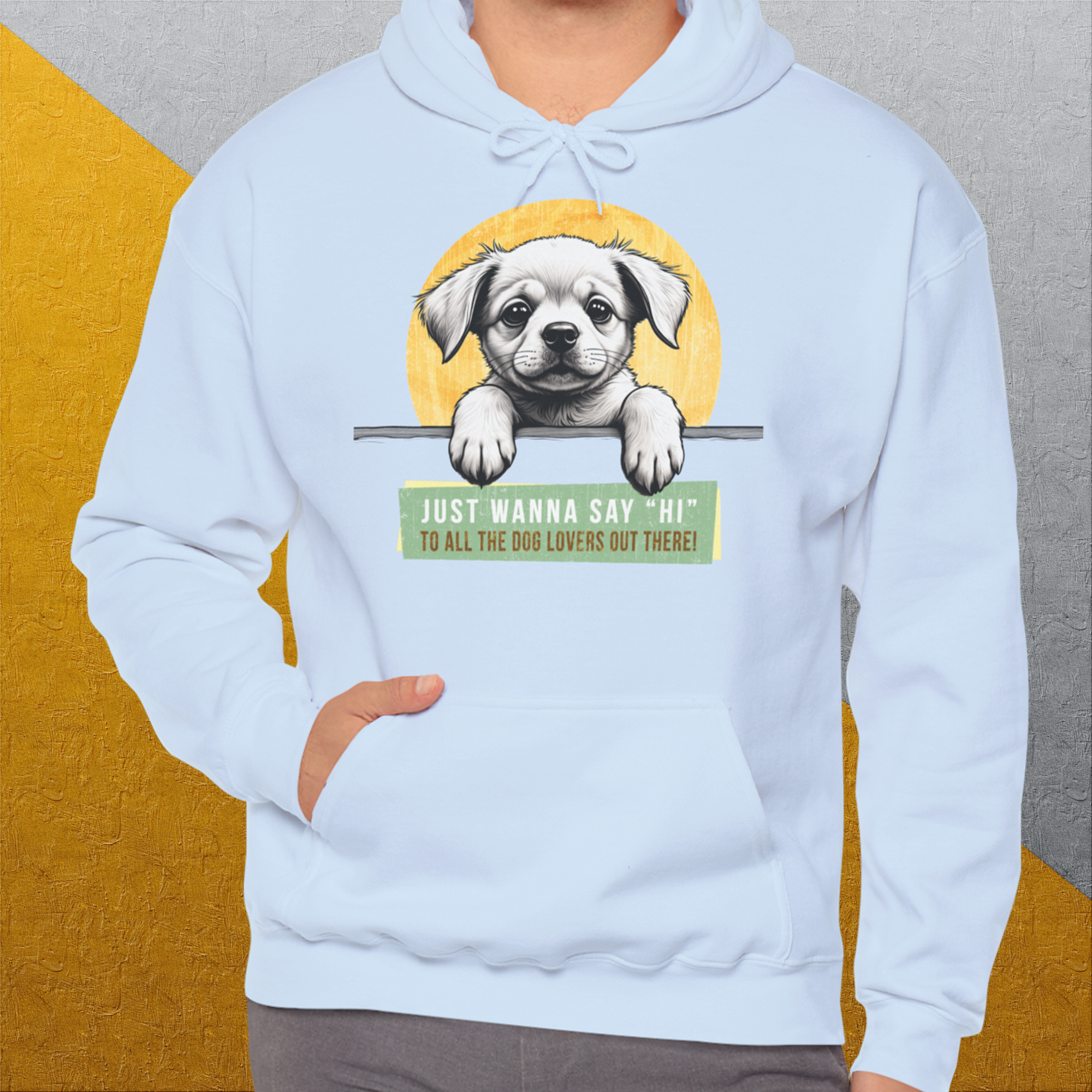 "Say Hi" Series, Volume 1, Unisex Hoodie-origineller und witziger Kapuzenpulli mit Hund, Design by Dog Gang