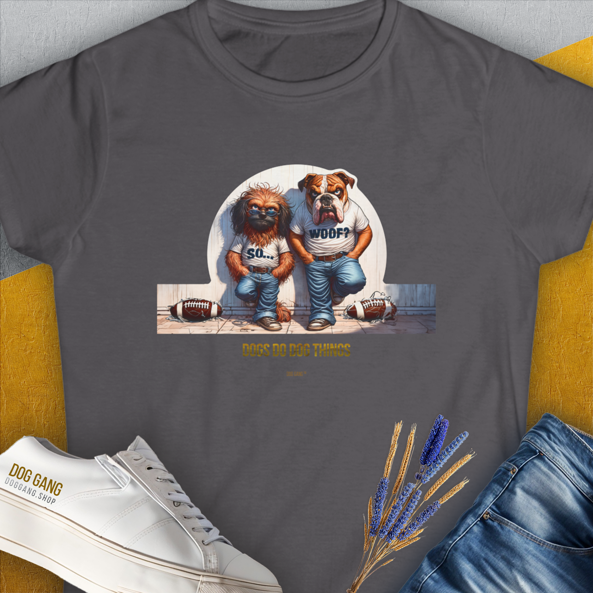 So... Woof? Volume 7, Women's T-Shirt-Charcoal. A dog-themed Design from Dog Gang